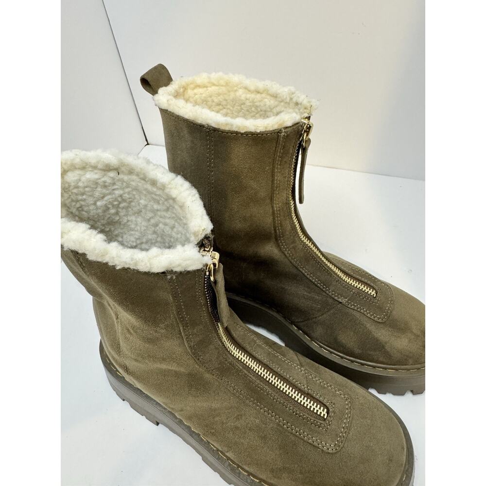 Warm-Lined Boots H&M Women’s Olive Suede Lug Sole EU 38/US 7.5 - Picture 9 of 13